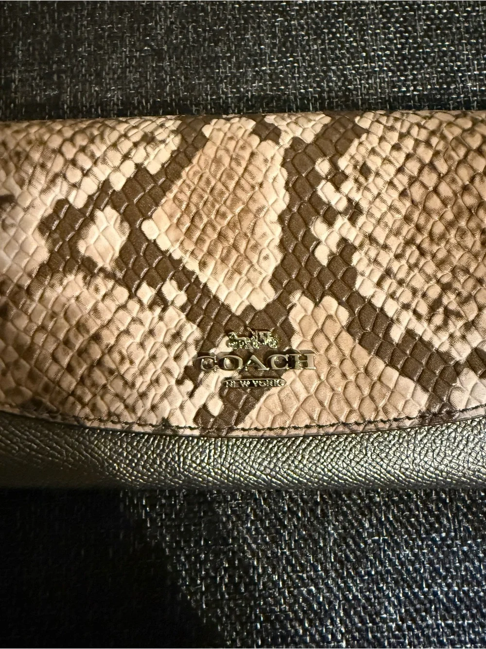 Coach Women's Snake-Print Clutch Wallet in Beige Brown